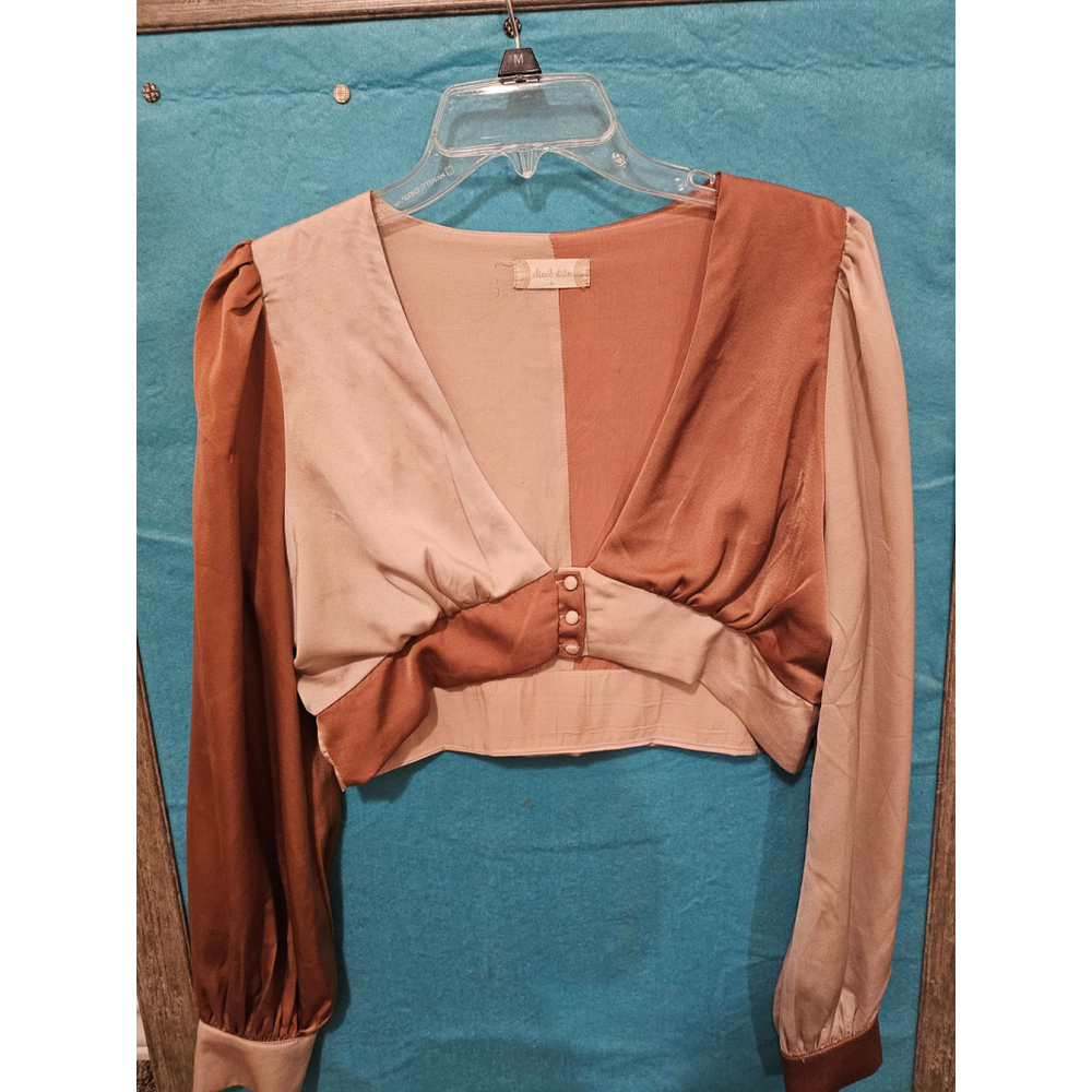 Women's Altar'd State Blouse, Size S, Brown & Beige